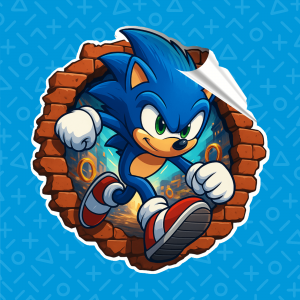 Adesivo Buraco 3D - Sonic Adesivo Vinil   Corte Contorno Depile e Mascara 