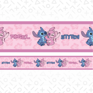 Adesivo Faixa Infantil - Stitch e Angel 100x15cm  Stitch e Angel Adesivo em Vinil  