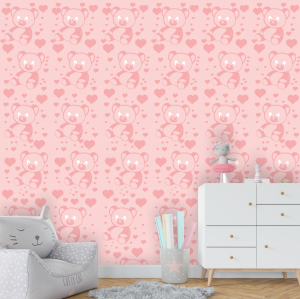 Ursos Adesivo Vinil 60x60cm Ursos Rosa  Corte rente 
